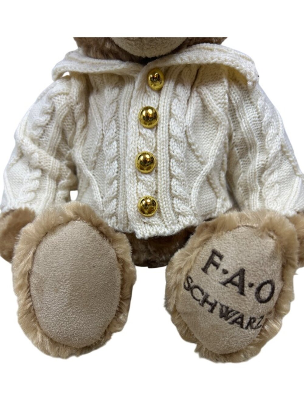 FAO Schwarz Soft Bear Plush 12” Sweater Cardigan Cozy Stuffed Animal Collectible - Picture 3 of 11